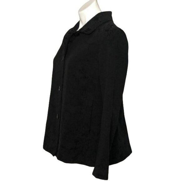 J. Jill Jacquard Black Jacquard Velour Blazer, Floral Pattern Women's Size 8 - Picture 7 of 10